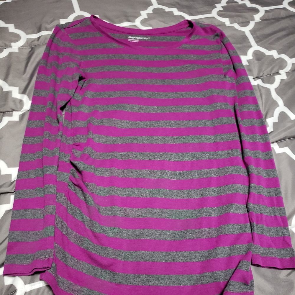Purple and grey maternity shirt
